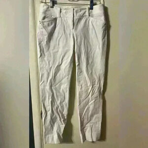 White House Black Market Cropped Pants Womens Size 0 White Perfect Form Straight